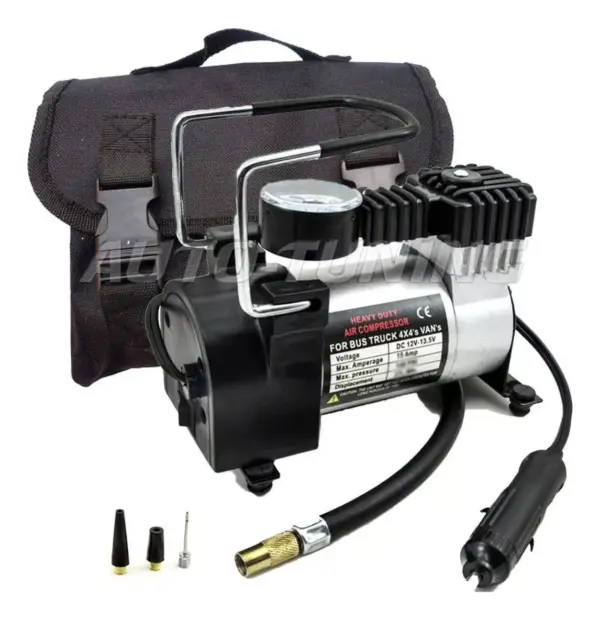 Compresor Para Auto 12v 150psi 35lt/min Portátil Con Manometro Incluye 3 Picos